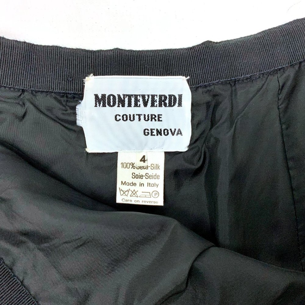 Vintage Monteverdi Couture Genova Luxury Silk Black & White Shevron Suit Sz 4 -2 - Picture 11 of 16